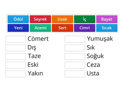 Sözcükte Anlam ( Zıt Anlam)