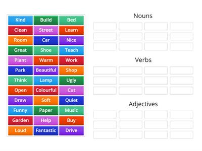 Nouns, Verbs and Adjective sort #2