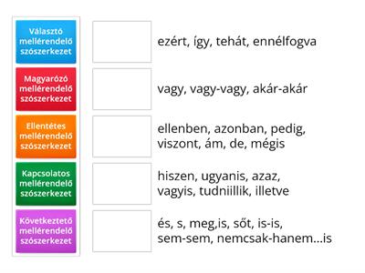 Mellérendelő szószerkezetek 7.osztály 