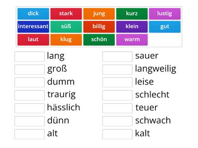 A1 LX16 Adjektive - Finde das Gegenteil!