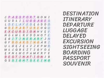Travelling - vocabulary