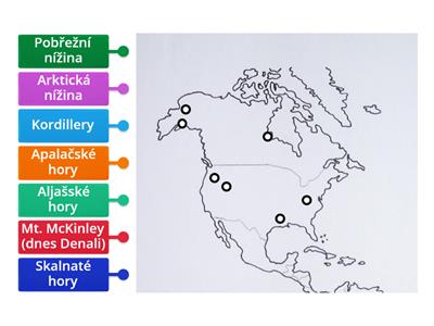 Slepá mapa Povrch Severní amerika