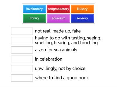 Suffix -arium, -ary, -orium, and -ory