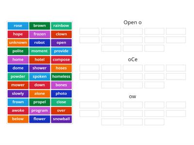 Long o Vowel Patterns