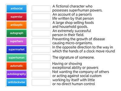Anti super auto prefix words