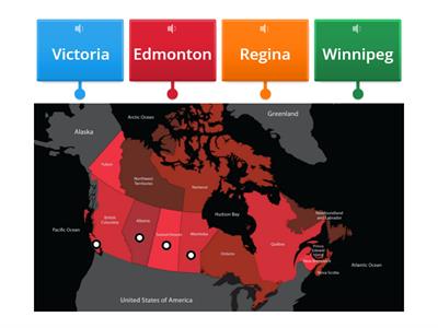 Western Canadian capital cities: Label the map