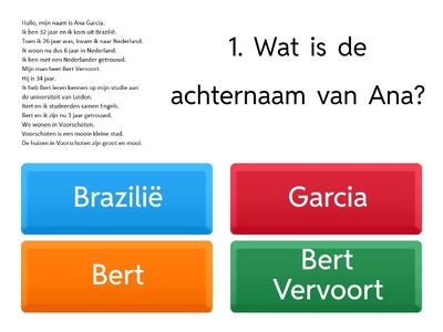 Lezen - A0-A1 - 'Ana Garcia'