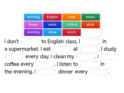 Bridges to ESOL Unit 8 Daily Routines Gap Fill