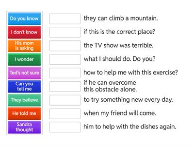Embedded statements, questions and commands