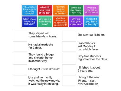 Simple Past Wh-Questions & Answers