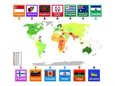 Put the labels and predict which of them are the most and the least happy in the world (2024) - 