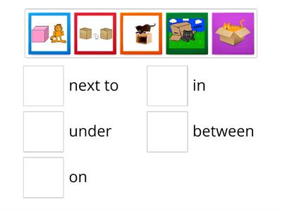 in, on, under, between, next to