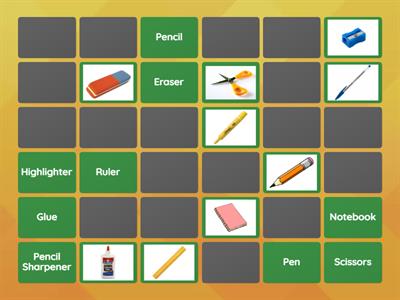 School Objects - Memory Game