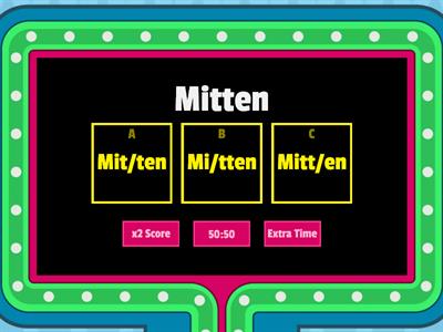 2 syllable closed words