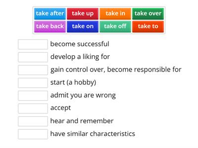 FCE Phrasal verb take