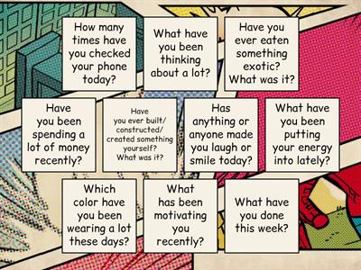 Present Perfect Simple/Continuous Speaking Cards