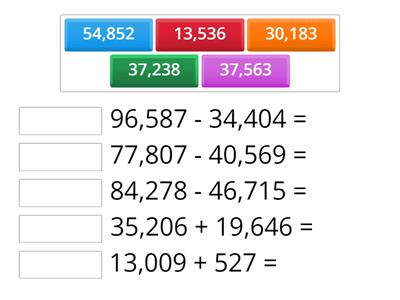 חיבור וחיסור בתחום המיליון