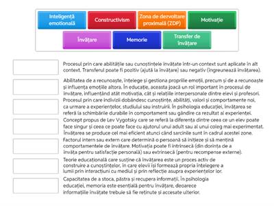 Învățarea în contextul psihologiei educației. Conceptul de învățare - definiții, teorii.