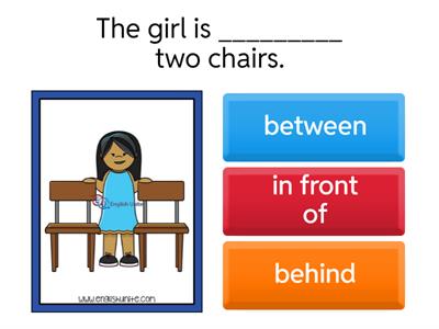 in front of behind between