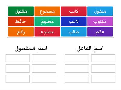 اسم الفاعل واسم المفعول