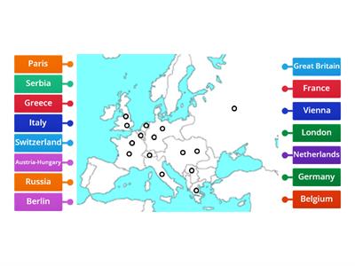 Map of Europe 1914 during WW1