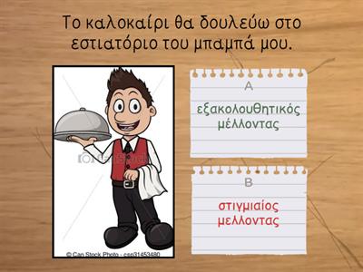 στιγμιαίος ή εξακολουθητικός μέλλοντας