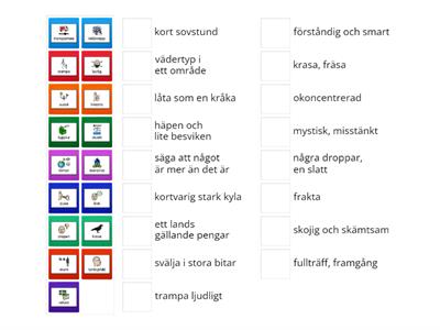 Svenska - Ordkunskap - 1 till 5 - Matcha 2