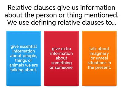 Relative Clauses : defining and non-defining summary