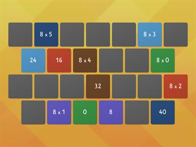 8 times table - match up