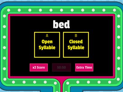 Open & Closed Syllables Quiz
