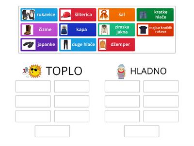 SORTIRANJE ODJEĆE: TOPLO - HLADNO