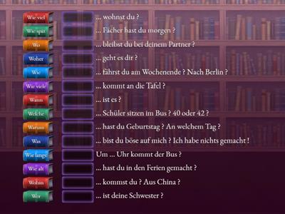 W- Fragen finden.  Trouver des questions...