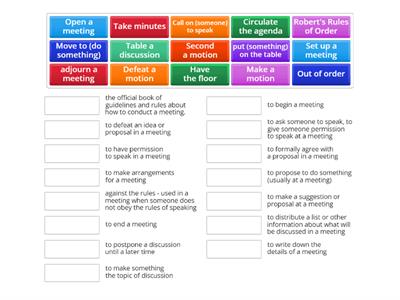 Meeting idioms match up