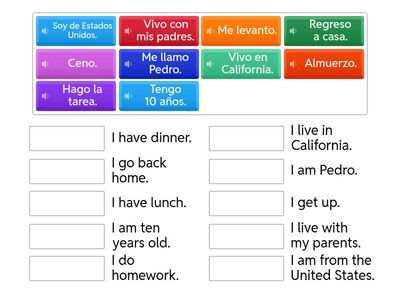 Match the routines: (Spanish/English)