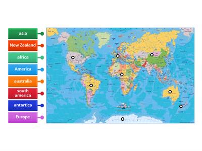 Label the Continent/country