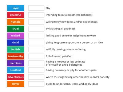 Character Traits Match Up