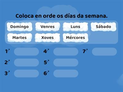 GALEGO 1º  VOCABULARIO Días da semana