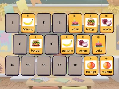 AS1 U10 Vocabulary: Food (memory game)