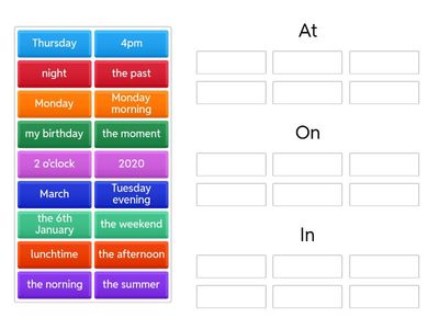 Prepositions of time
