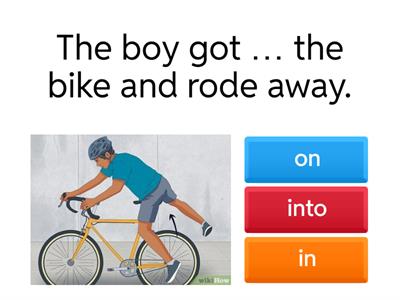 GET on/into, out of/off