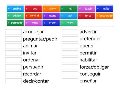 Verb + object + infinitive (Verbs)