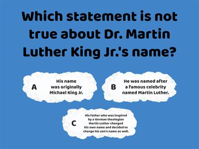 Social Studies Quiz 1: Dr. Martin Luther King Jr. 