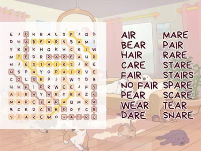 AIR (Vocalic R) Words Word Search
