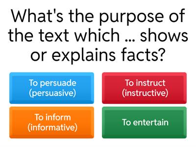 Level 1 Purpose of Text Quiz