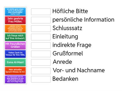 DTZ Schreiben Teile einer formellen E-Mail
