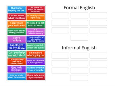 Register: formal 'v' informal English 1 C1