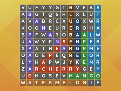Sopa de letras frutas en inglés para tercero de primaria