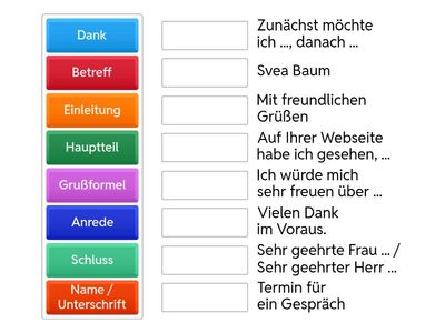 DaZ B1/B2 E-Mail schreiben (Teile zuordnen)