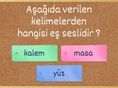 3. sınıf eş sesli kelimeler