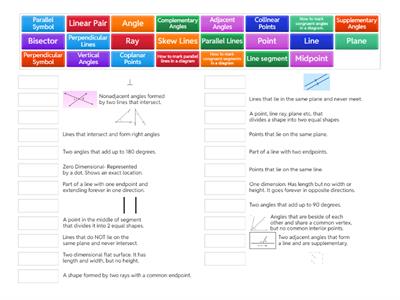 Introductory Points, Lines and Angles Vocabulary